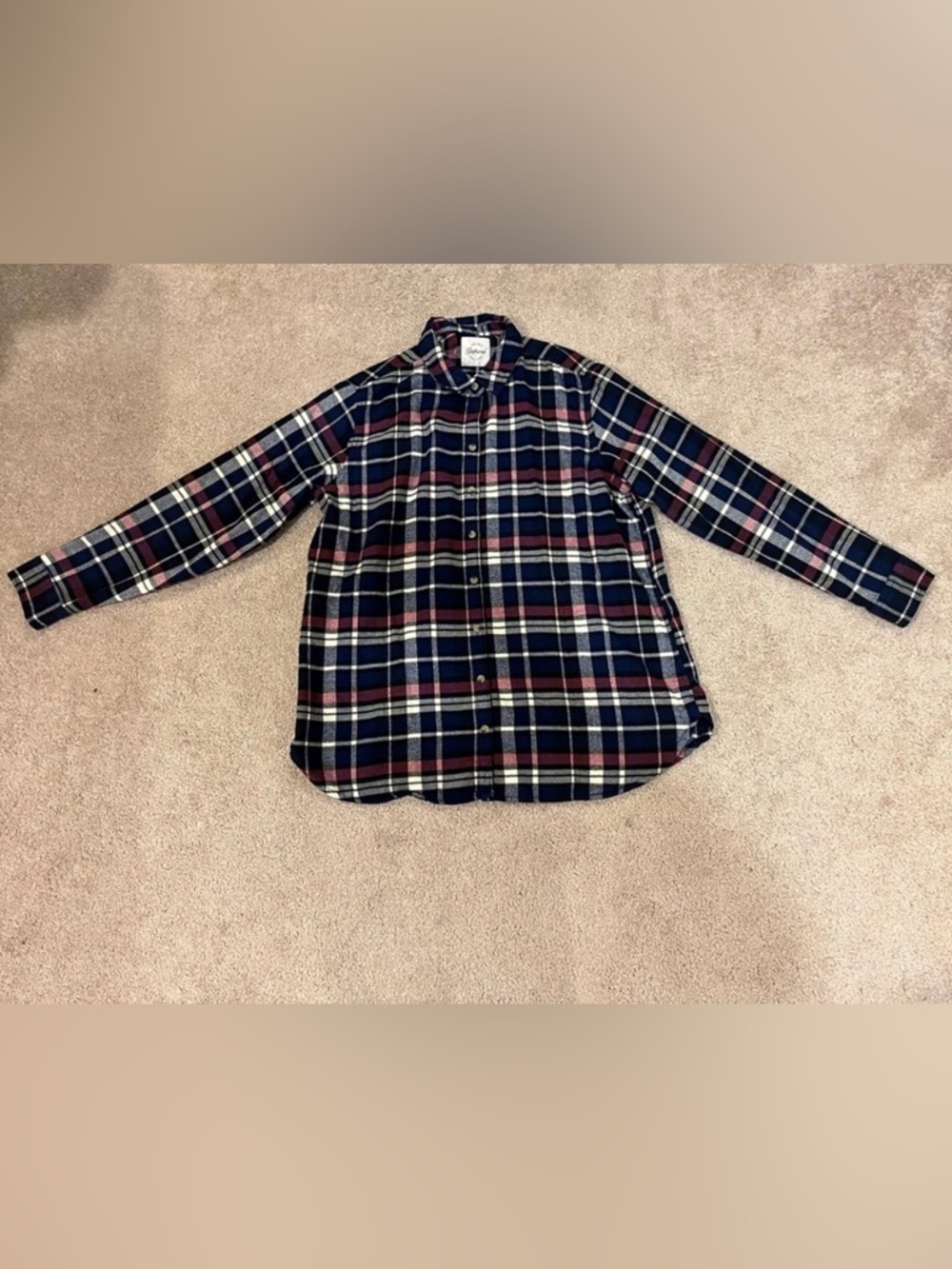JACHS Girlfriend New York Plaid Long Sleeve Button Down Flannel Shirt